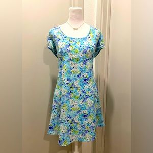 Vtg 90s Urban Life Blue Spring Floral Short Sleev… - image 1